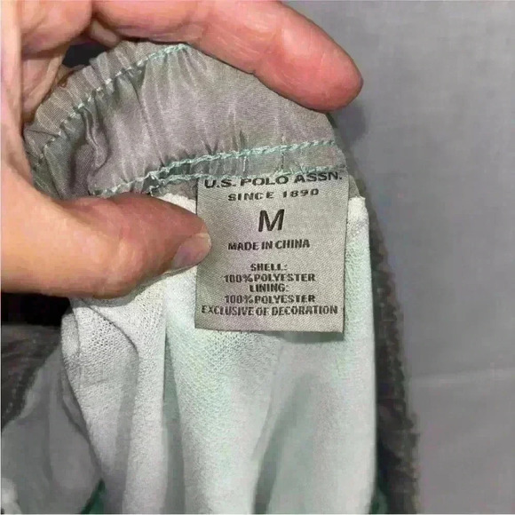 NWT US Polo Assn Green Swim Trunks Men’s Sz Medium Drawstring Waist Fully Lined - Picture 5 of 5